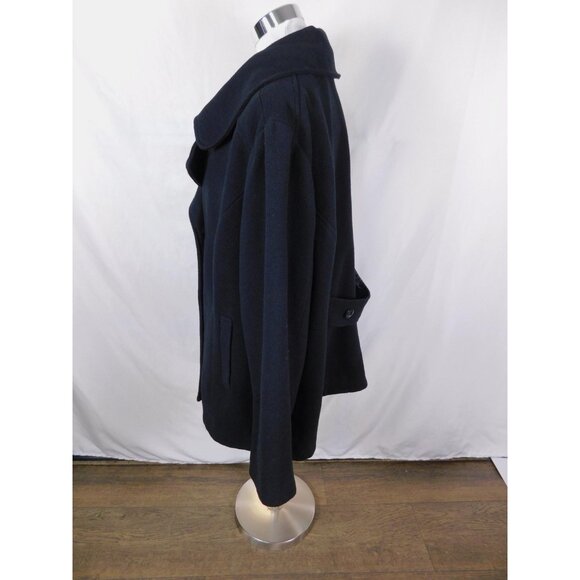 Valerie Stevens Black Double-Breasted Peacoat 3X - Plus Size Winter - Excellent - Picture 3 of 12